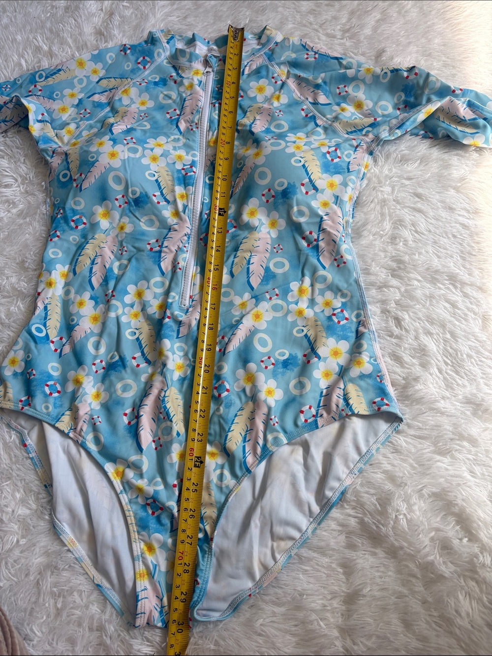 New In Packaging Long Sleeve Multi Print Rashguard One Piece Zip Front Swimsuit - Picture 7 of 15